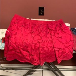 Red Floral Fit and Flare Shorts